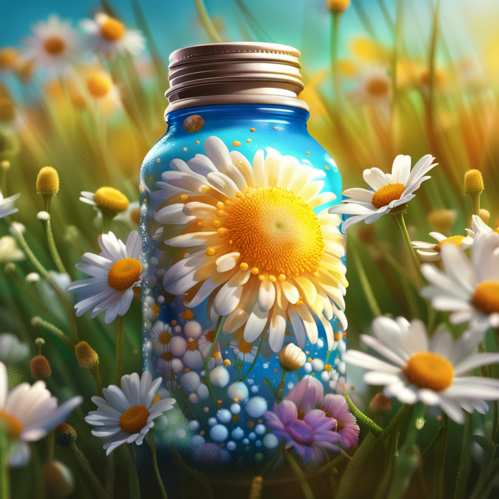 Live probiotics in a field of daisies